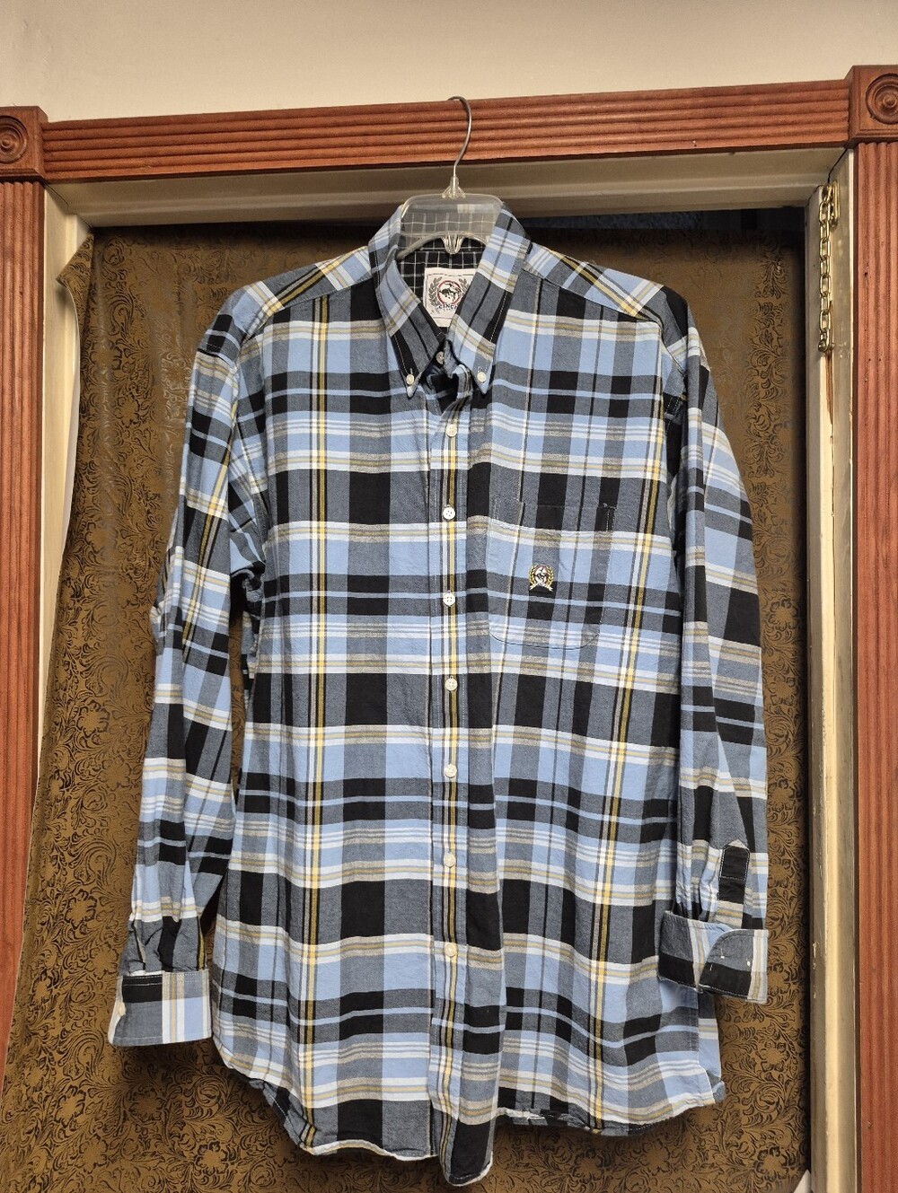 Cinch Men's long sleeve blue plaid button down shirt